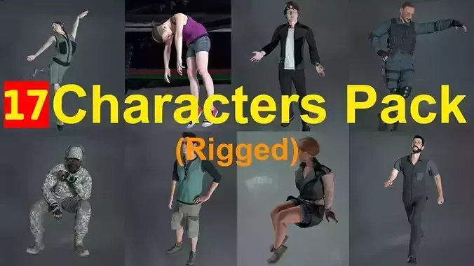 17 Characters Pack 3D model