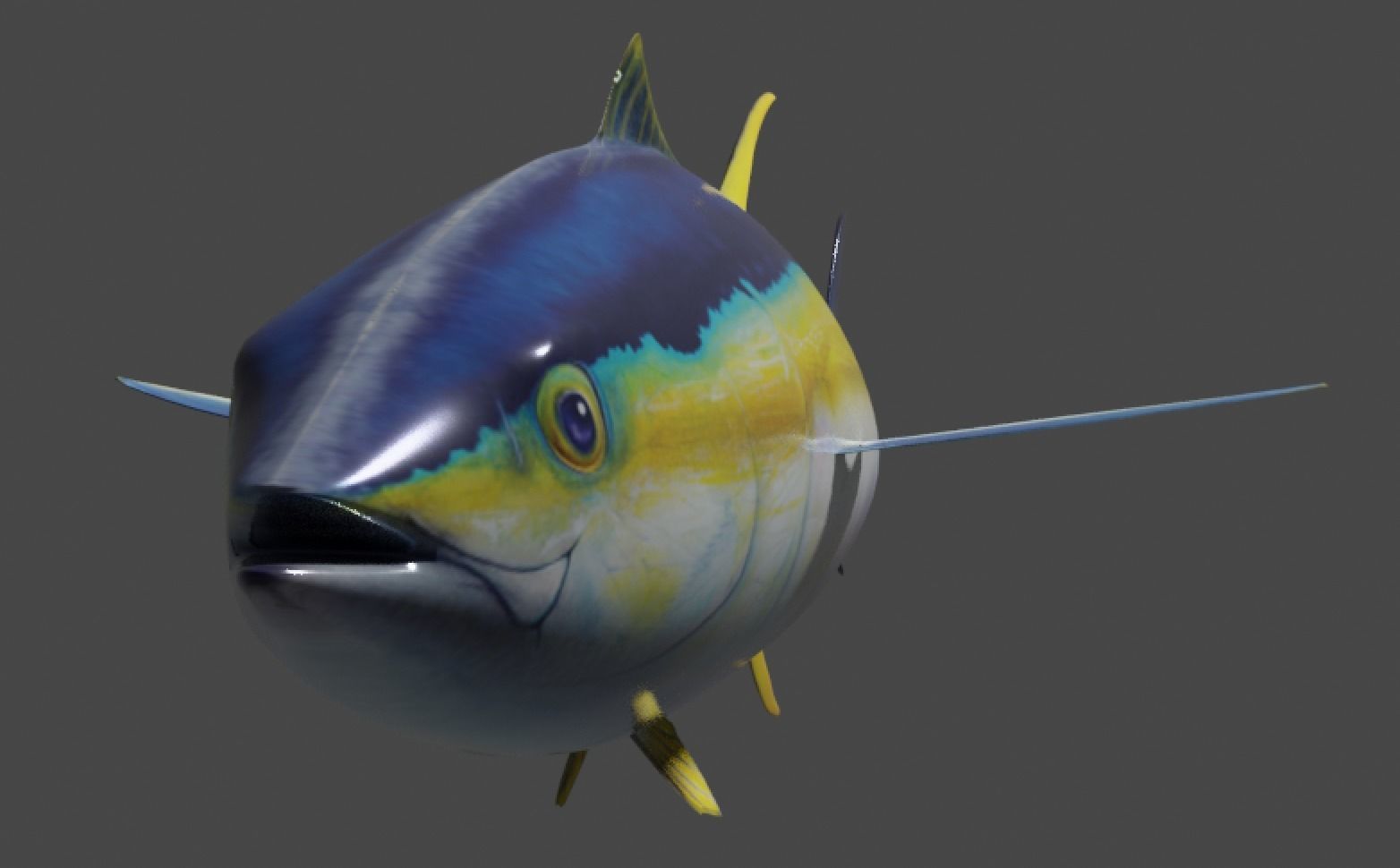 Yellowfin Tuna Rigged Hi and Low Poly Versions Low-poly 3D model_3