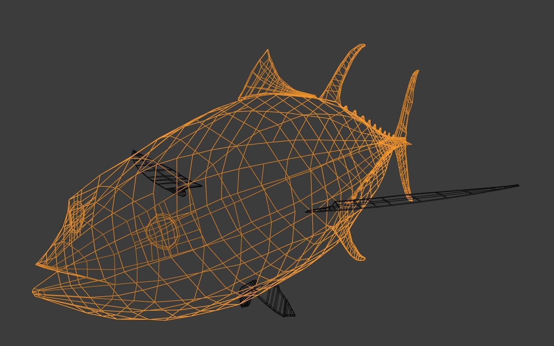 Yellowfin Tuna Rigged Hi and Low Poly Versions Low-poly 3D model_11