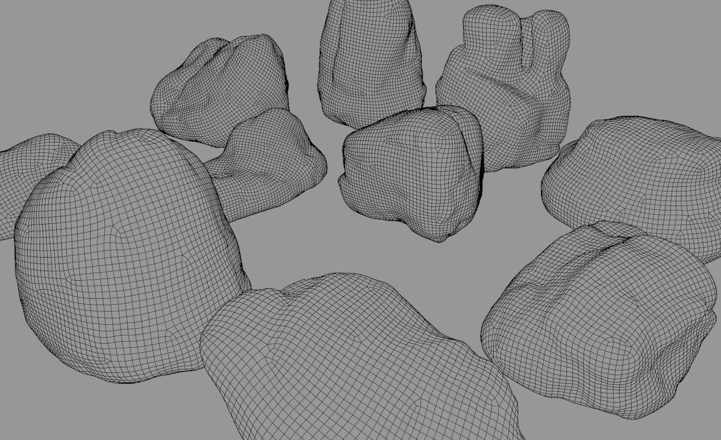 Stone Rocks Boulders  - 50 hand-crafted Stone - LOD game ready Low-poly 3D model_3