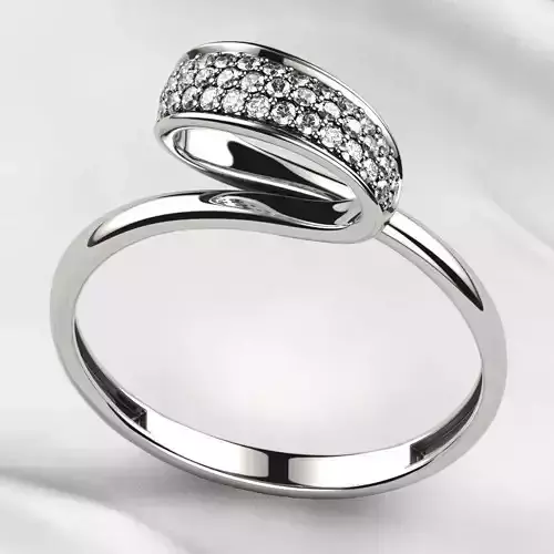 Pave Set Gems Gold Ring 3D print model