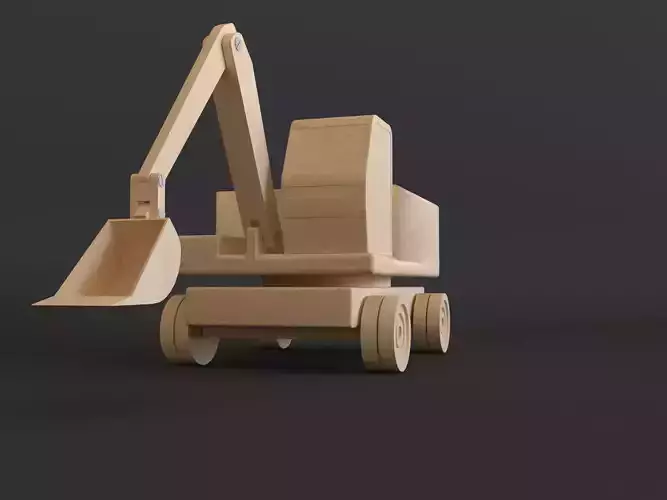 excavator wooden toy