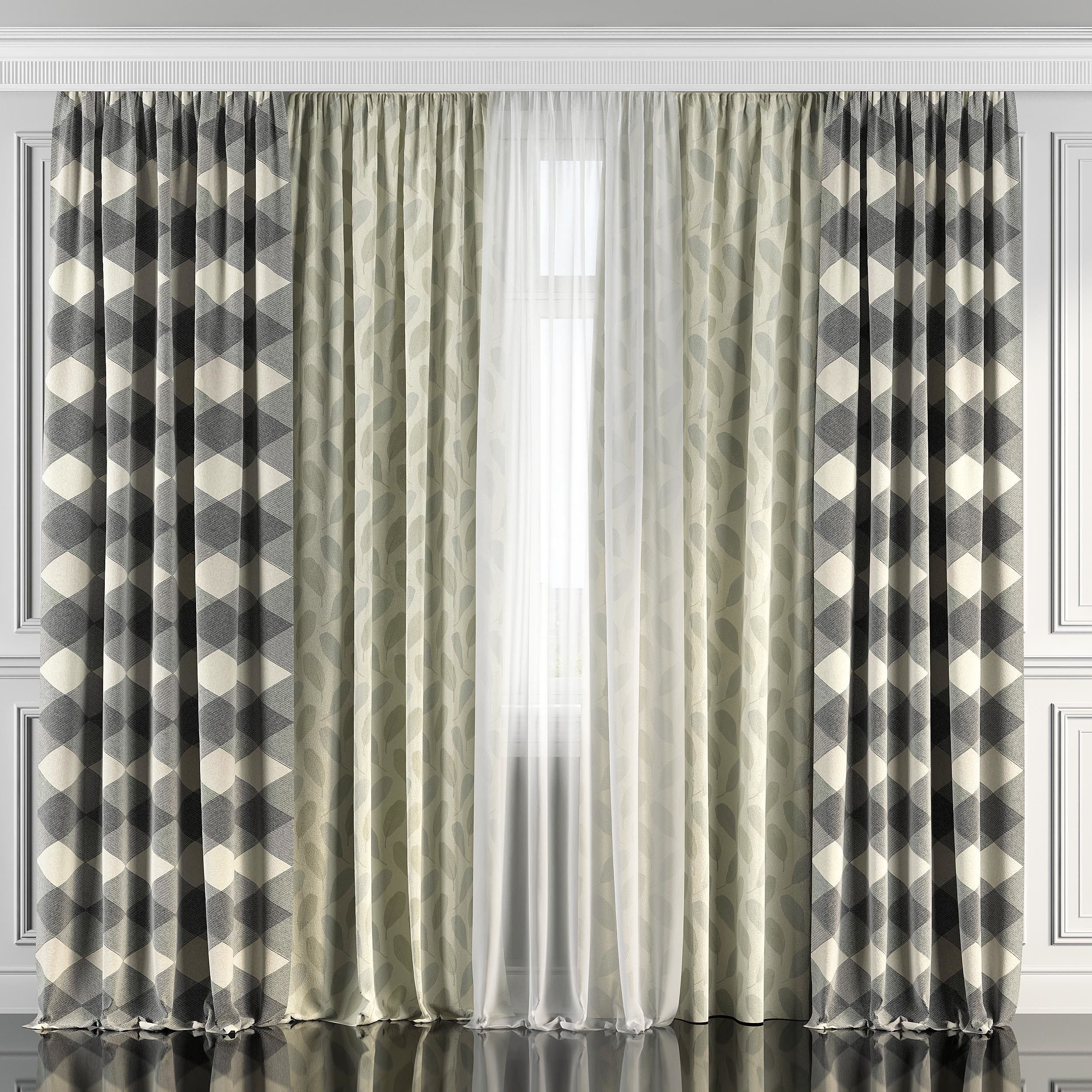 Curtain Set 119 3D model_1