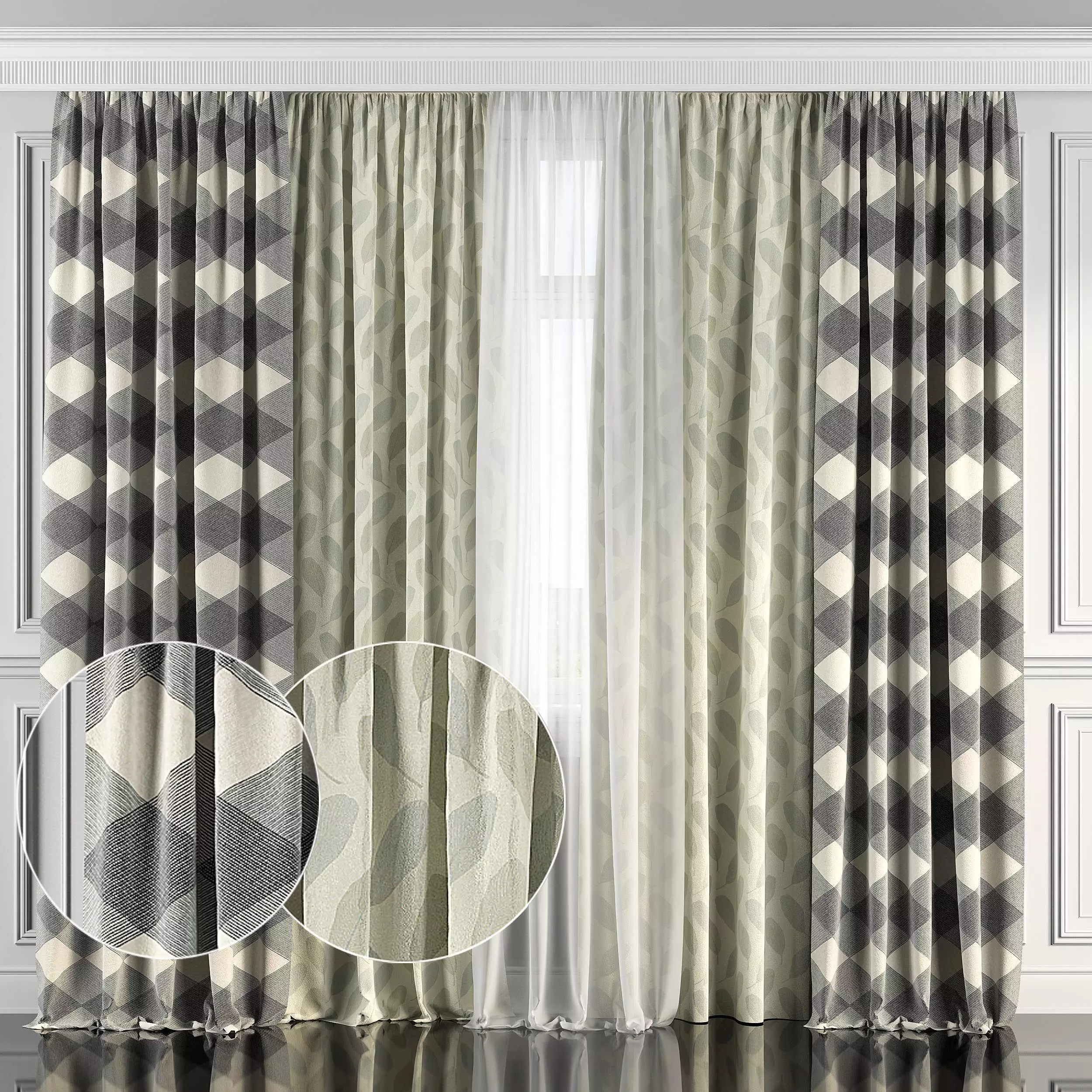 Curtain Set 119 3D model_0