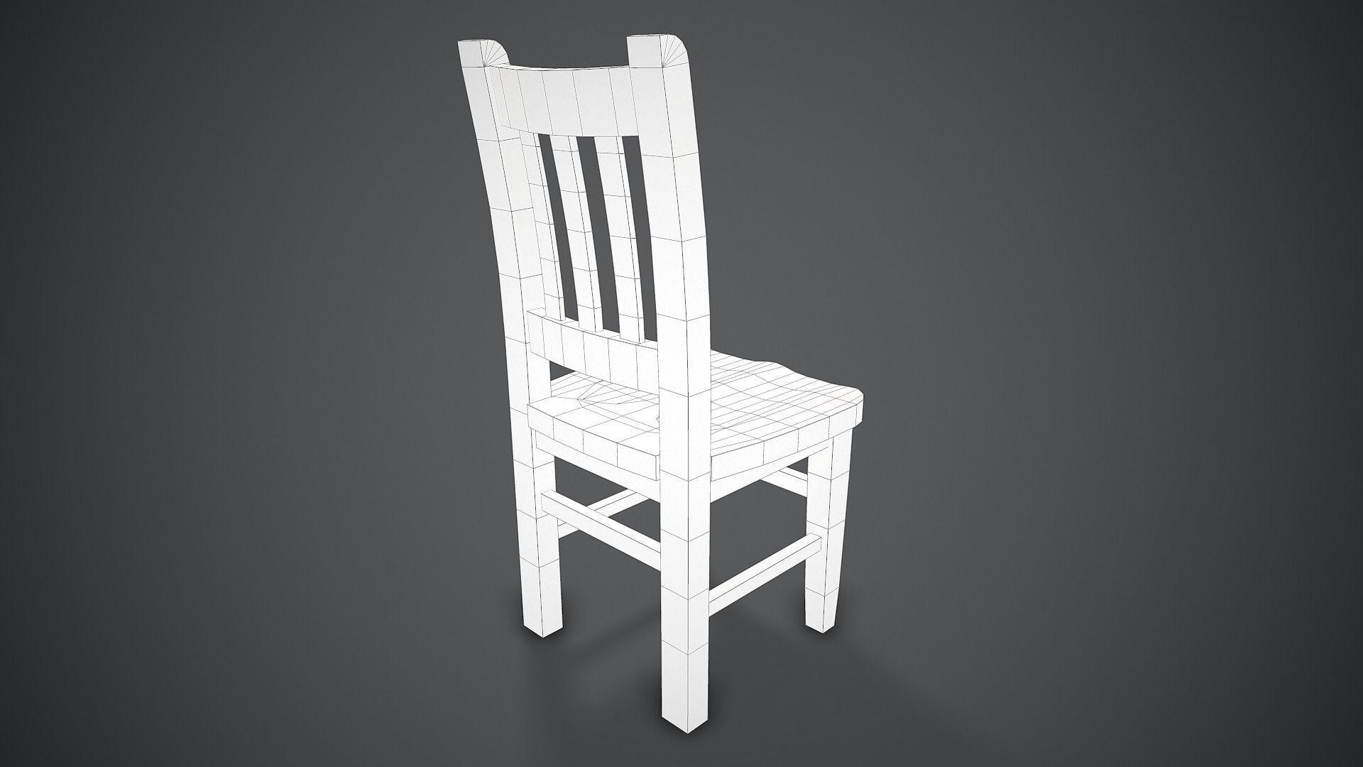 Wooden Chair Low-poly 3D model_7