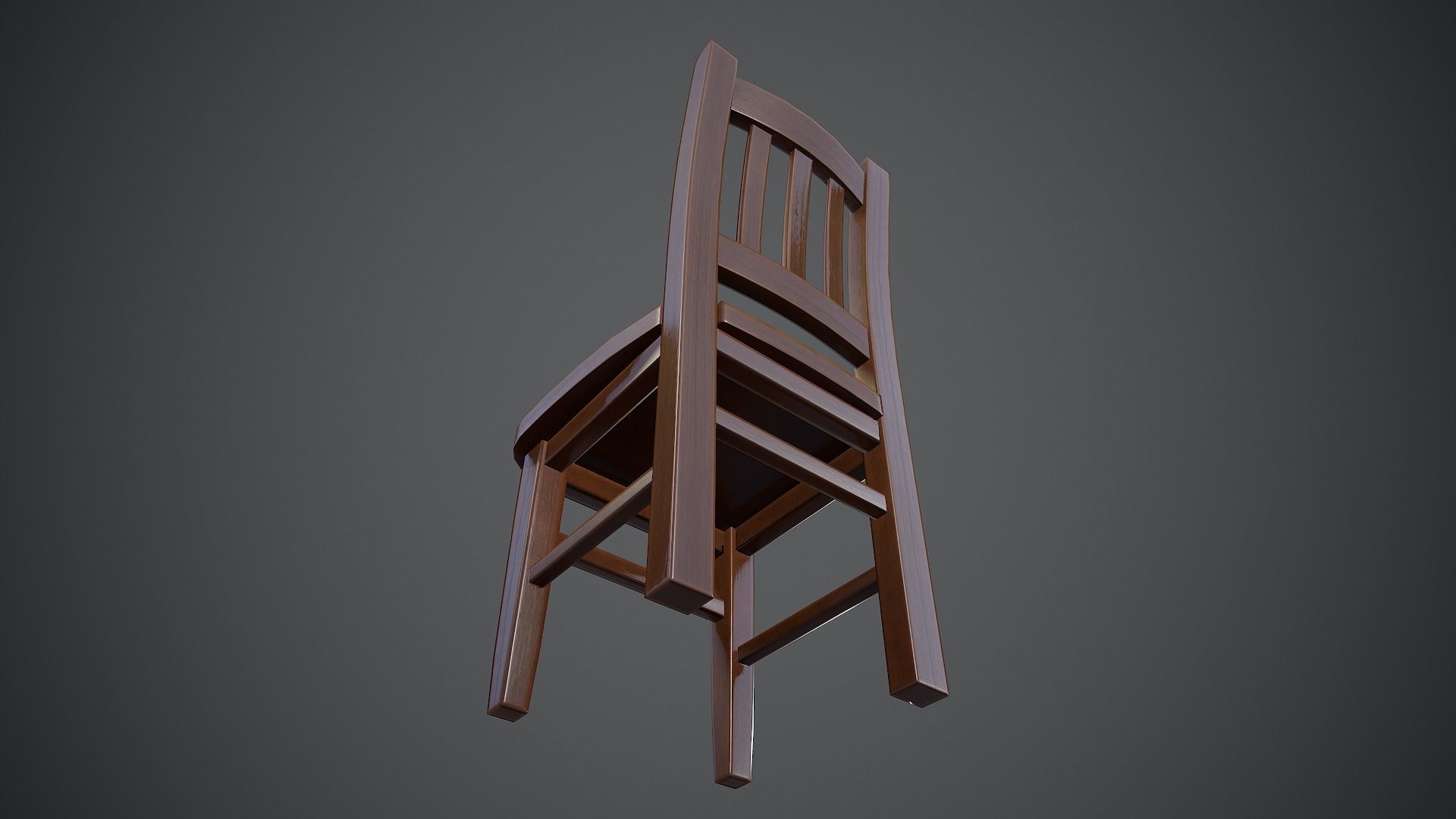 Wooden Chair Low-poly 3D model_8