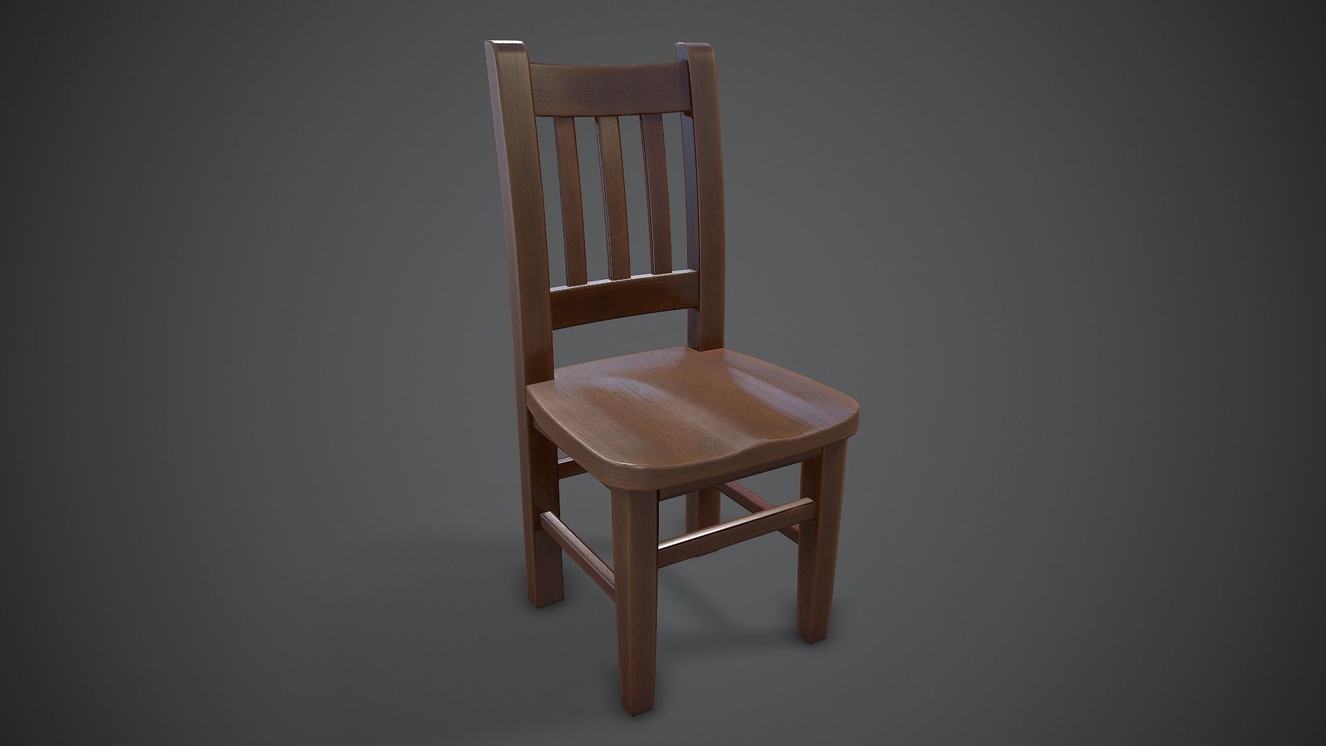 Wooden Chair Low-poly 3D model_5
