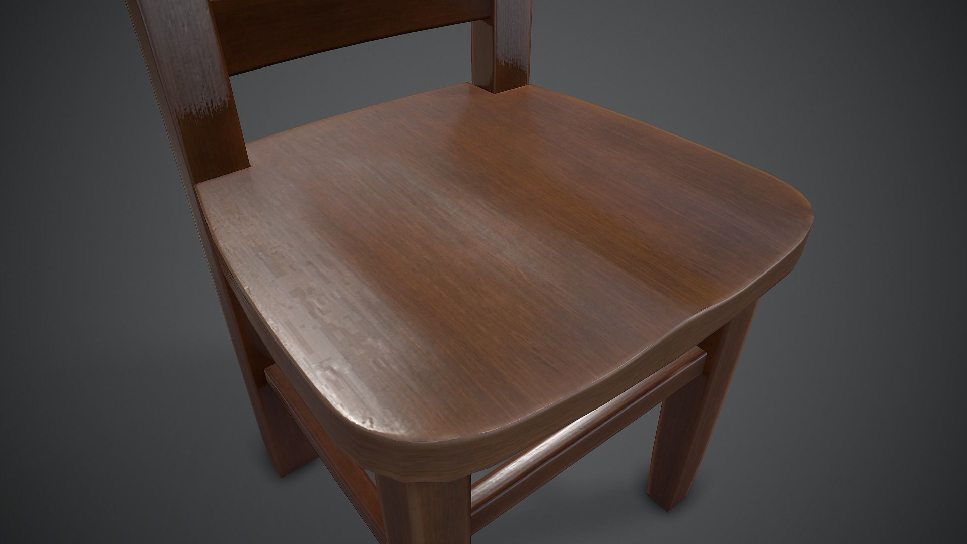 Wooden Chair Low-poly 3D model_12