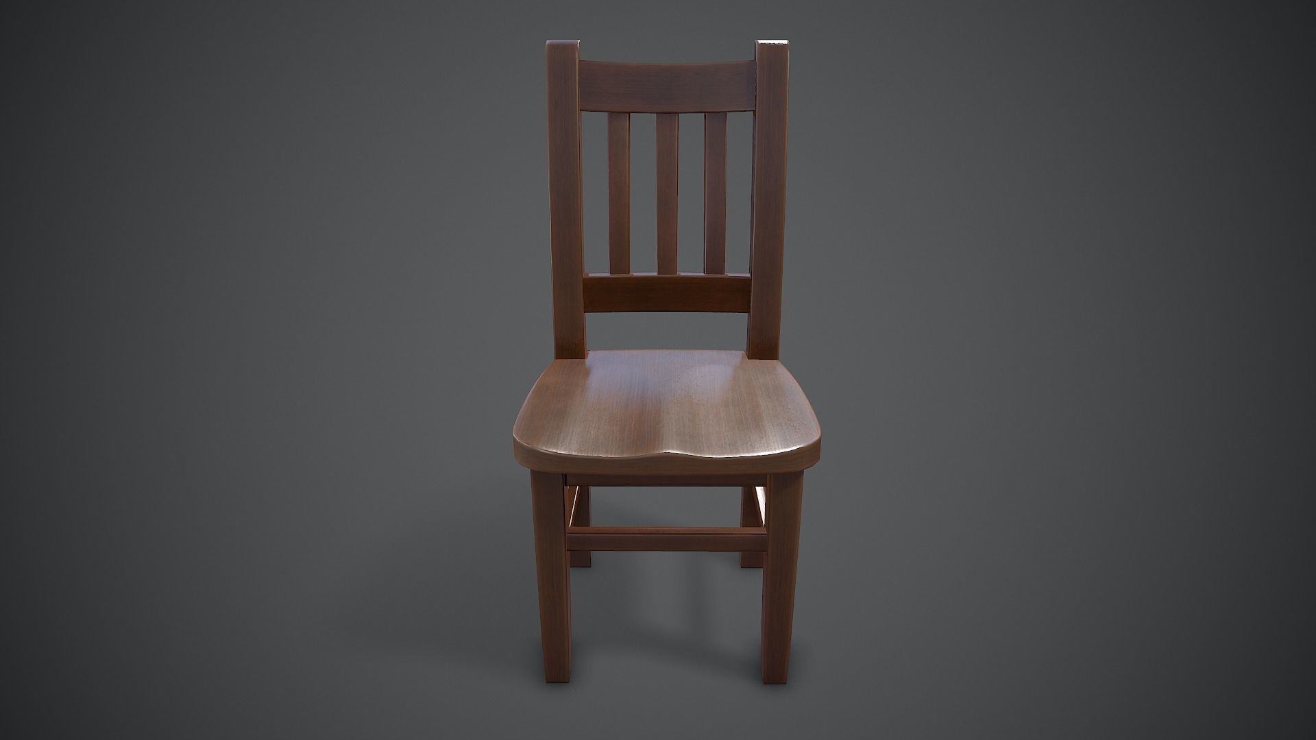 Wooden Chair Low-poly 3D model_10