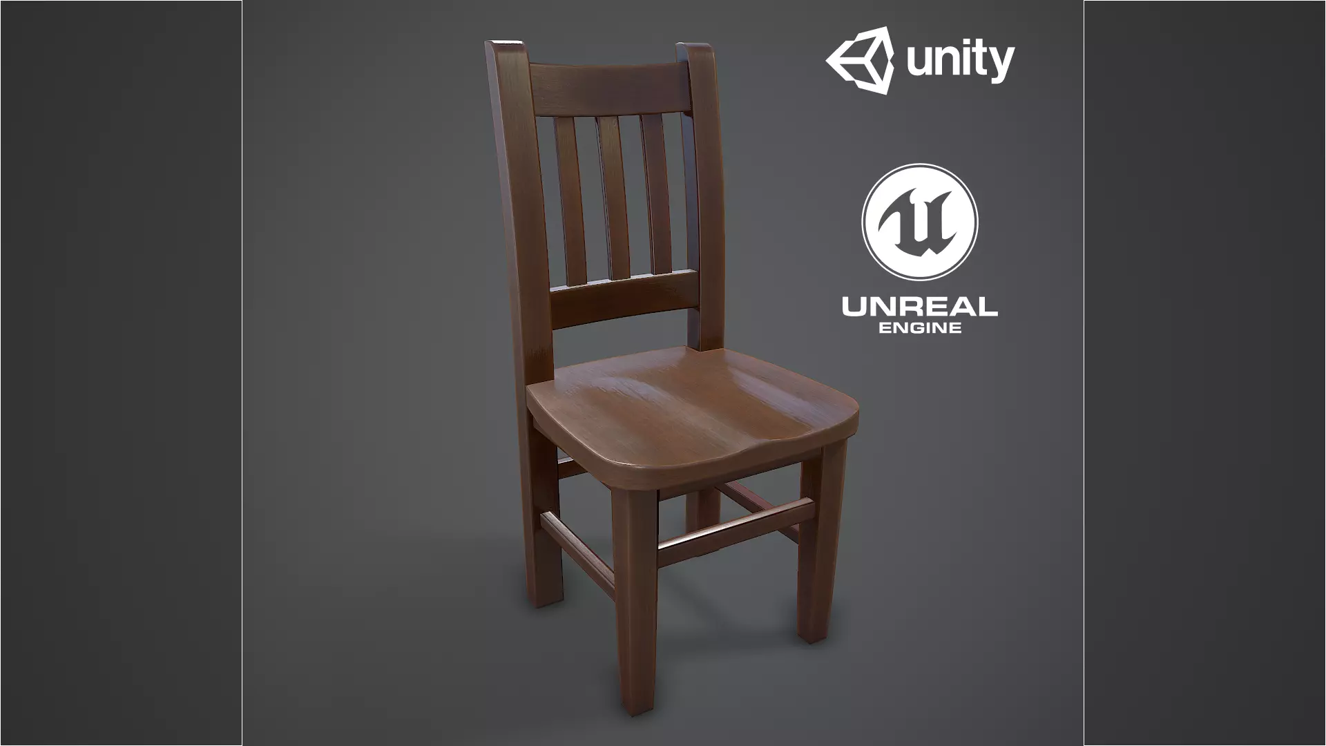 Wooden Chair Low-poly 3D model_0