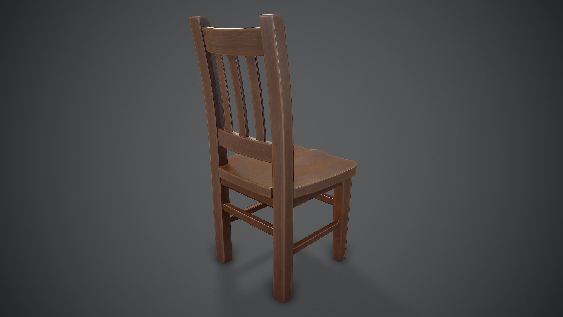 Wooden Chair Low-poly 3D model_6