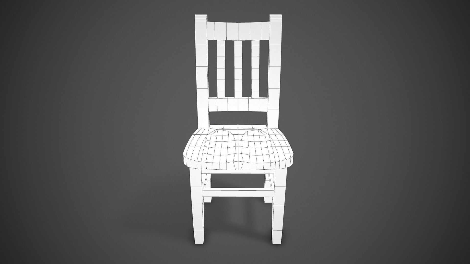 Wooden Chair Low-poly 3D model_11