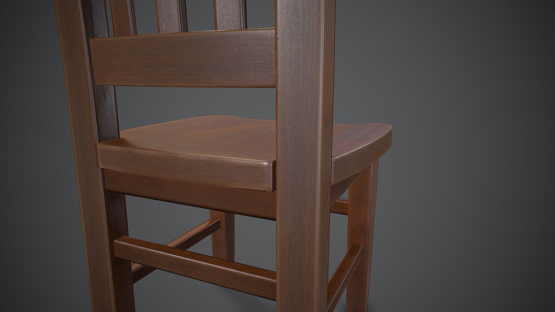 Wooden Chair Low-poly 3D model_13