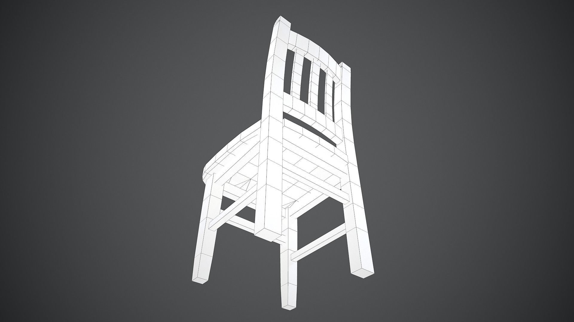 Wooden Chair Low-poly 3D model_9