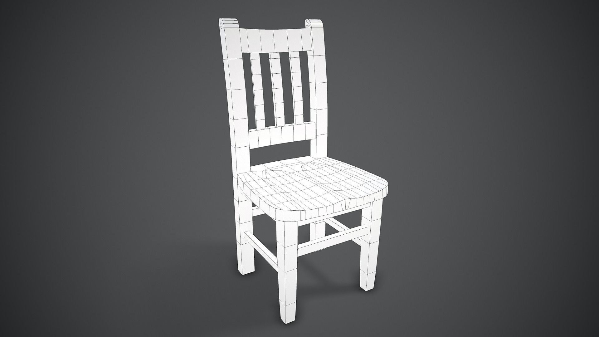 Wooden Chair Low-poly 3D model_4