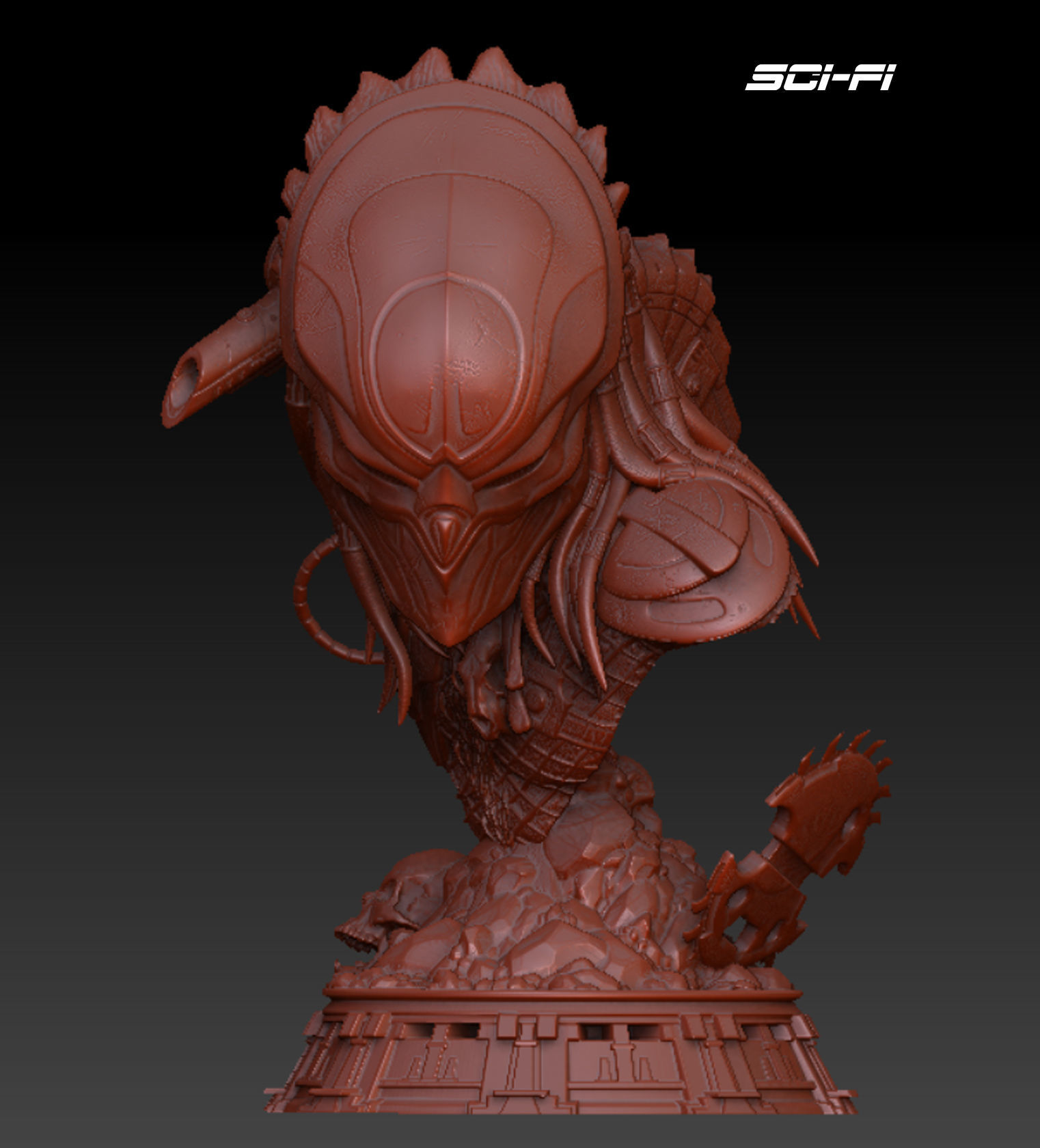 Predator Bust 3D print model_6