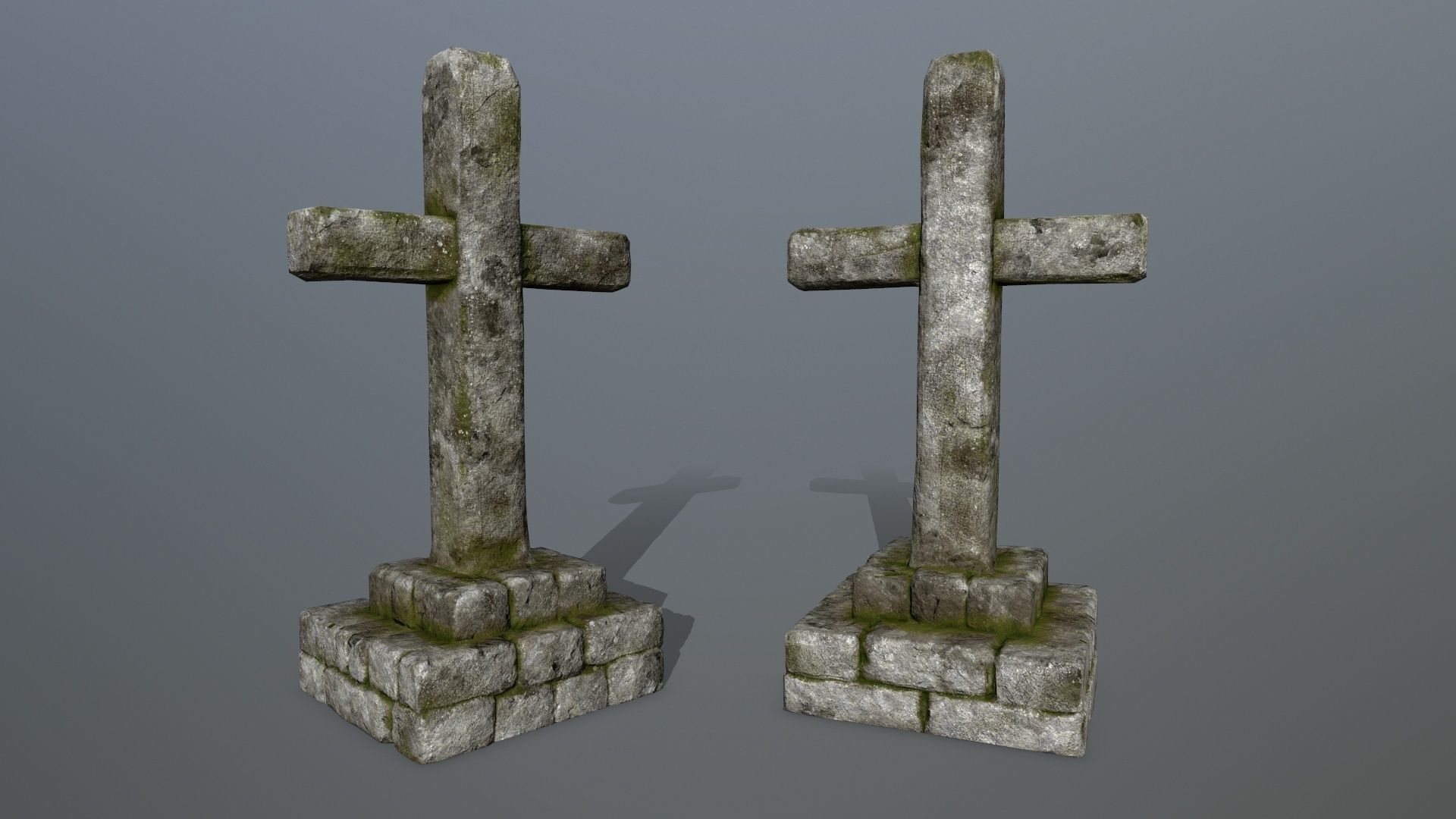 tombstone set two tombstones Low-poly 3D model_9
