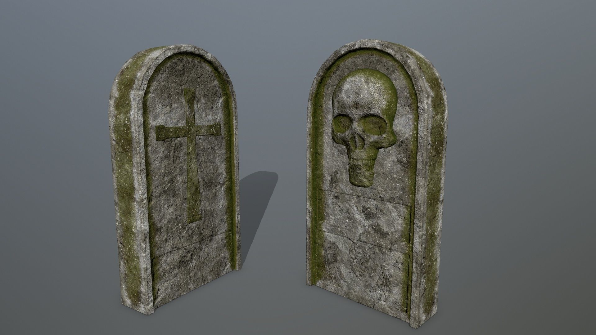 tombstone set two tombstones Low-poly 3D model_7