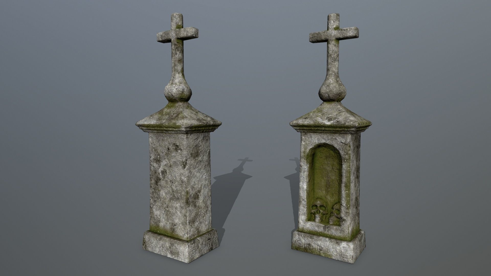 tombstone set two tombstones Low-poly 3D model_6