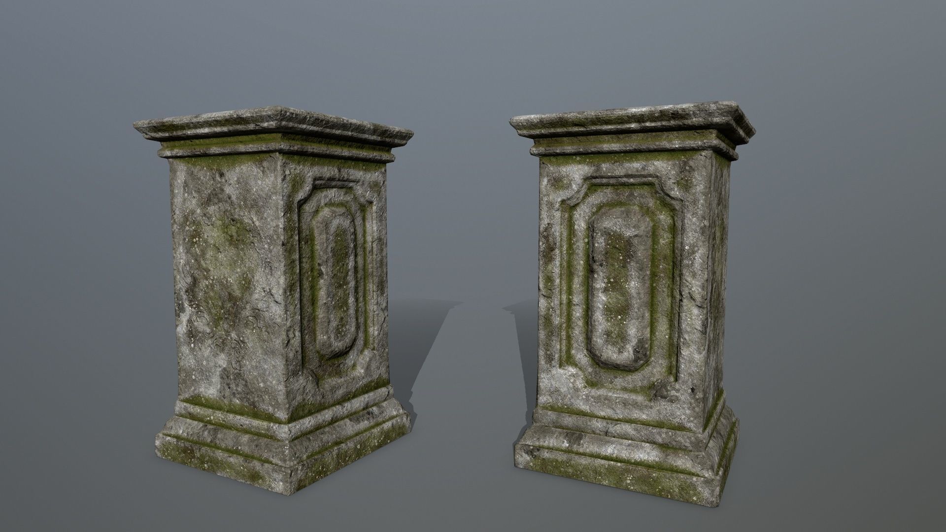 tombstone set two tombstones Low-poly 3D model_16
