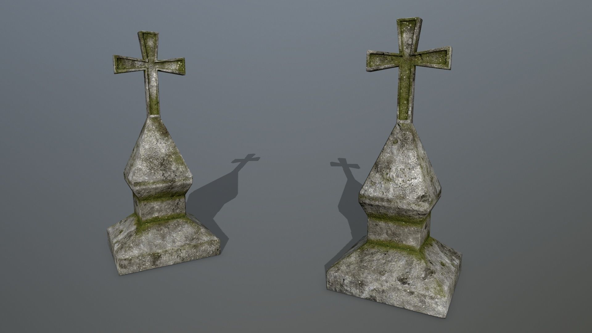 tombstone set two tombstones Low-poly 3D model_12