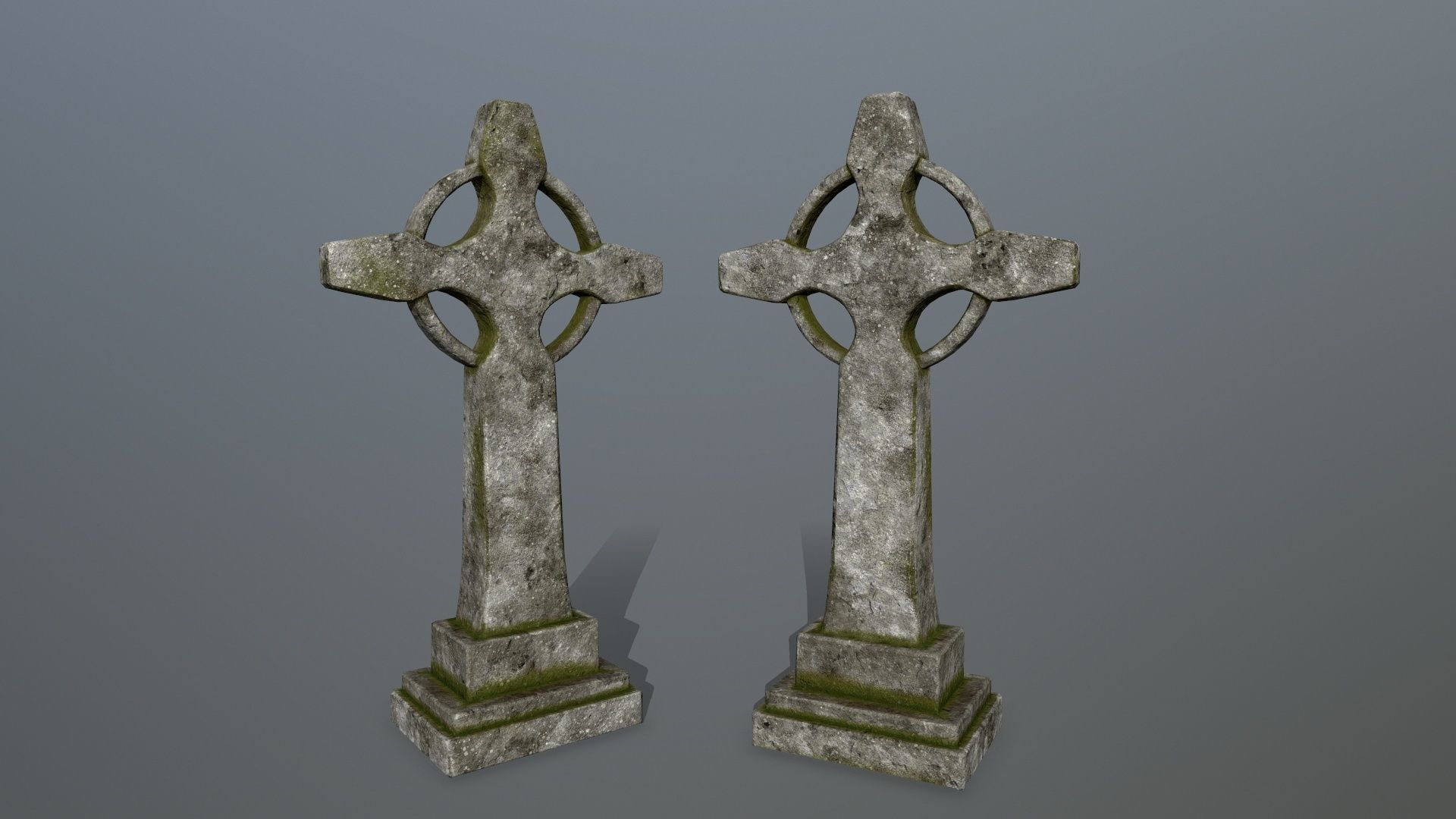 tombstone set two tombstones Low-poly 3D model_15