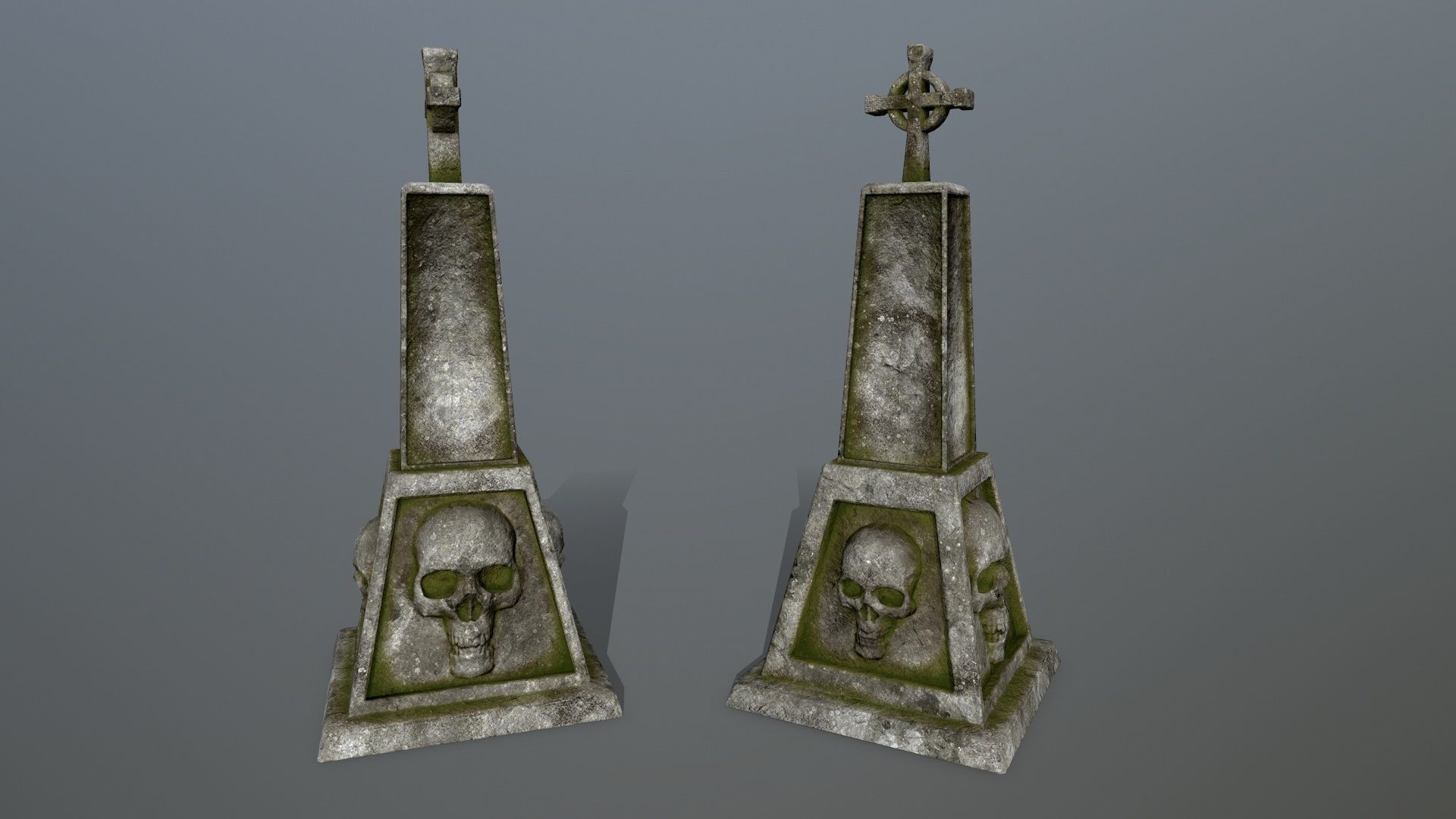 tombstone set two tombstones Low-poly 3D model_5