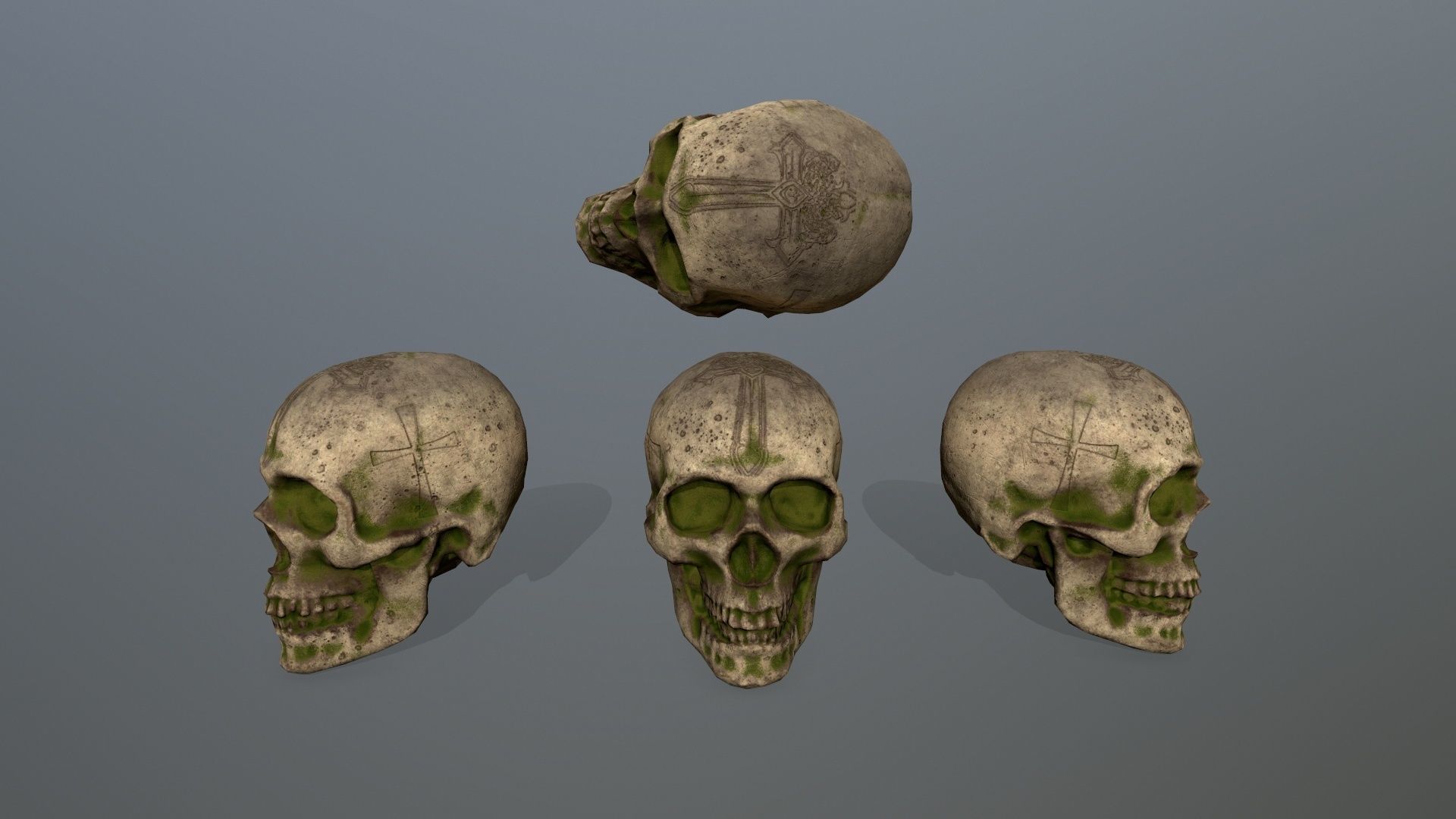 tombstone set two tombstones Low-poly 3D model_18