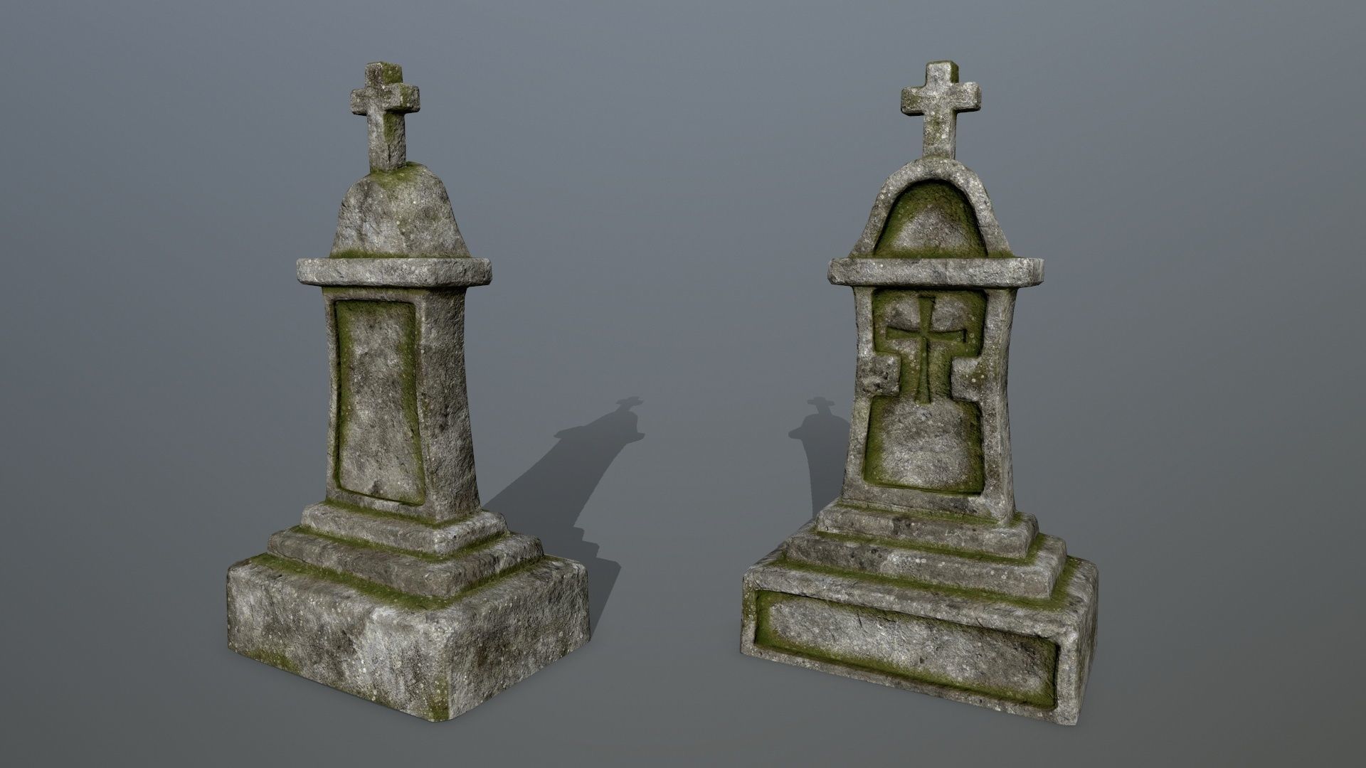 tombstone set two tombstones Low-poly 3D model_17