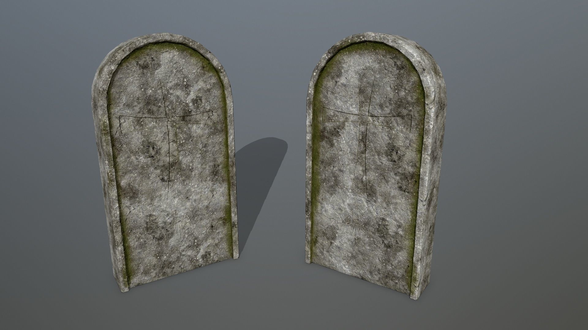 tombstone set two tombstones Low-poly 3D model_11