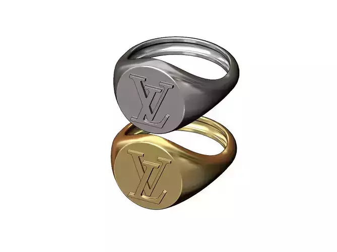 Round Louis Vuitton logo replica signet ring
