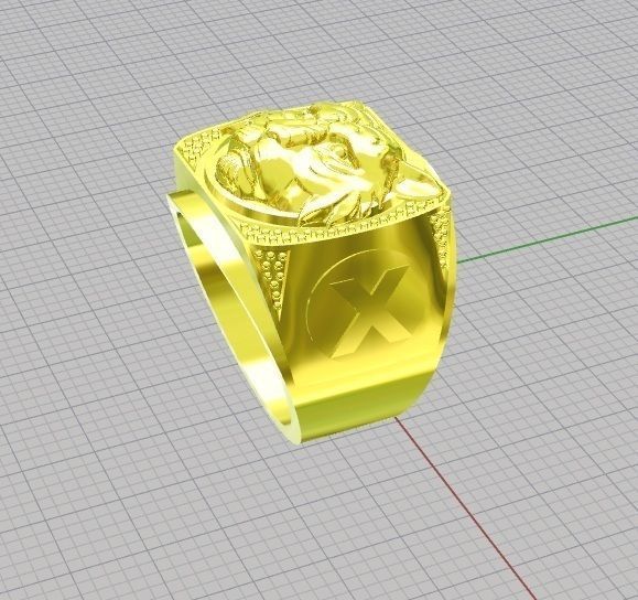 male lion ring 3D print model_2