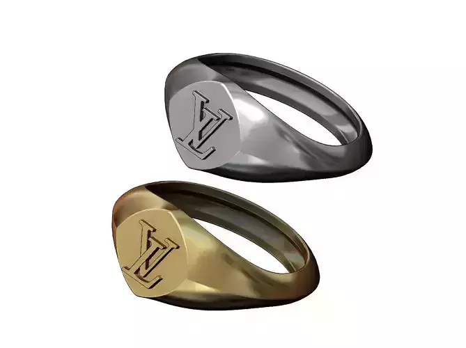 Square Quadrangle Louis Vuitton logo replica signet ring
