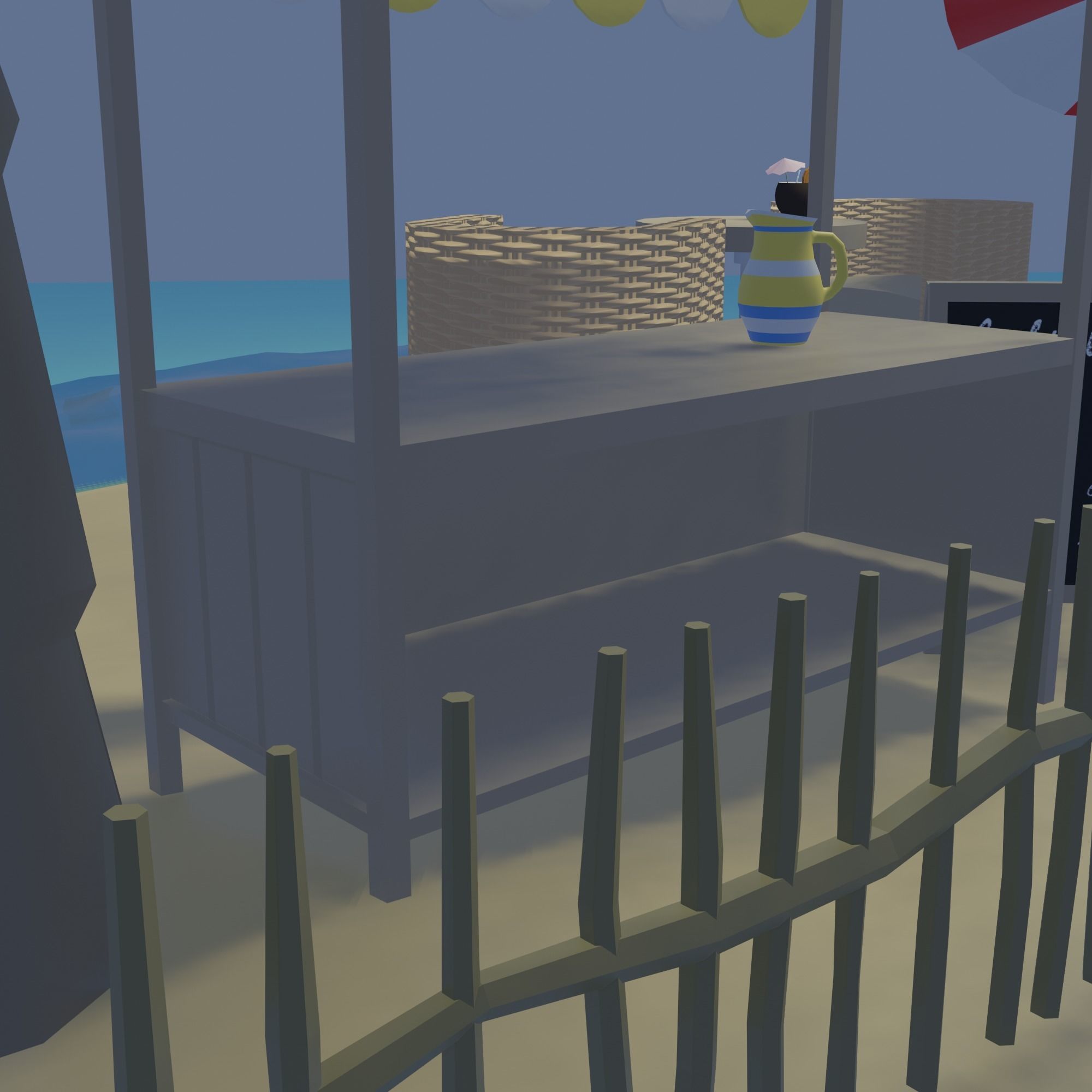 Beach wicker stool in sims Low-poly 3D model_15