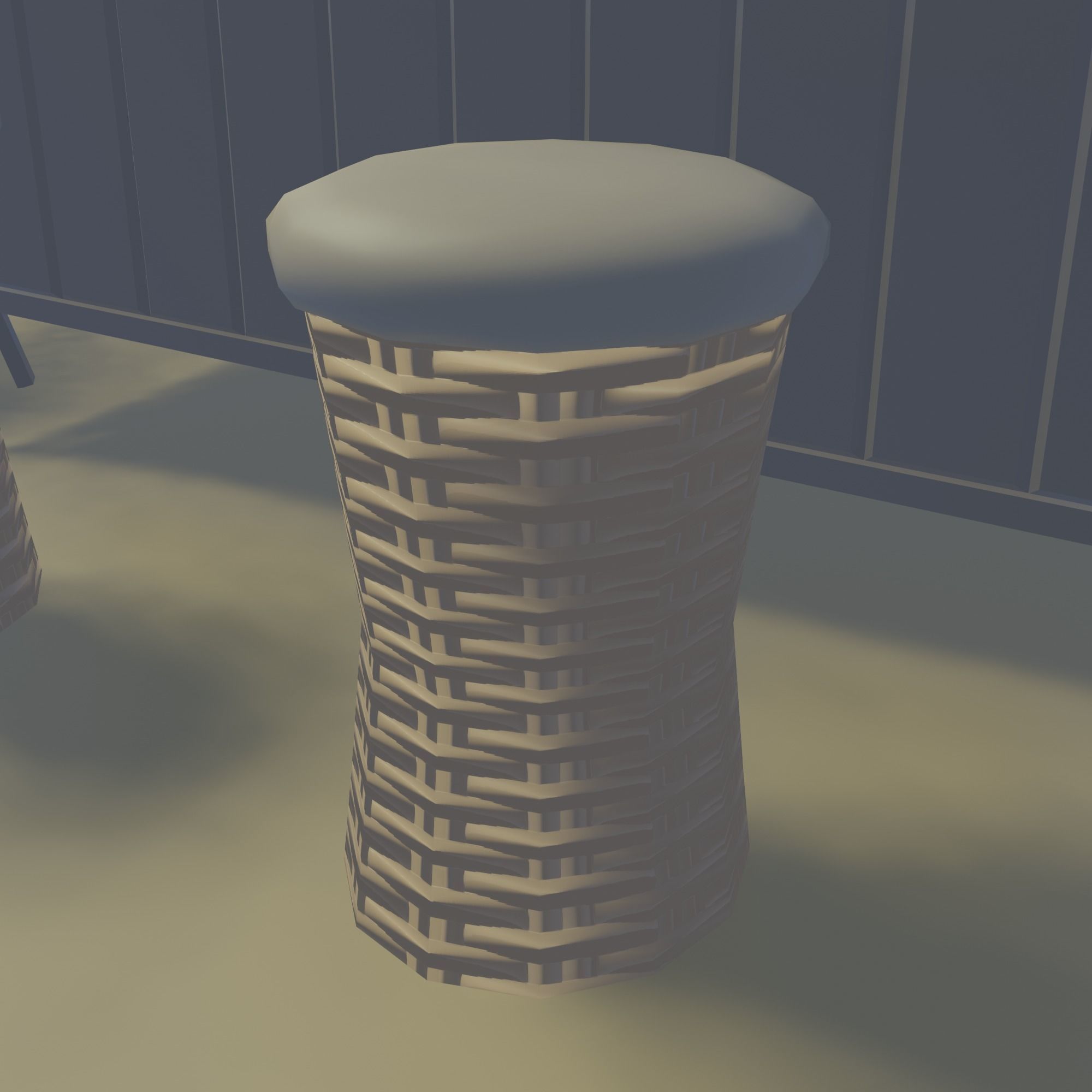 Beach wicker stool in sims Low-poly 3D model_5