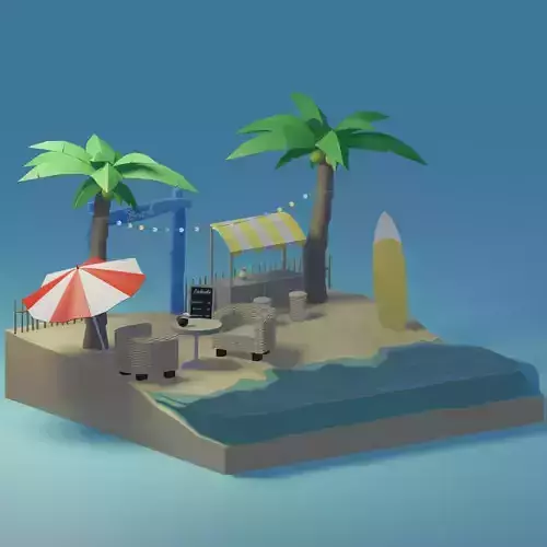 Beach wicker stool in sims