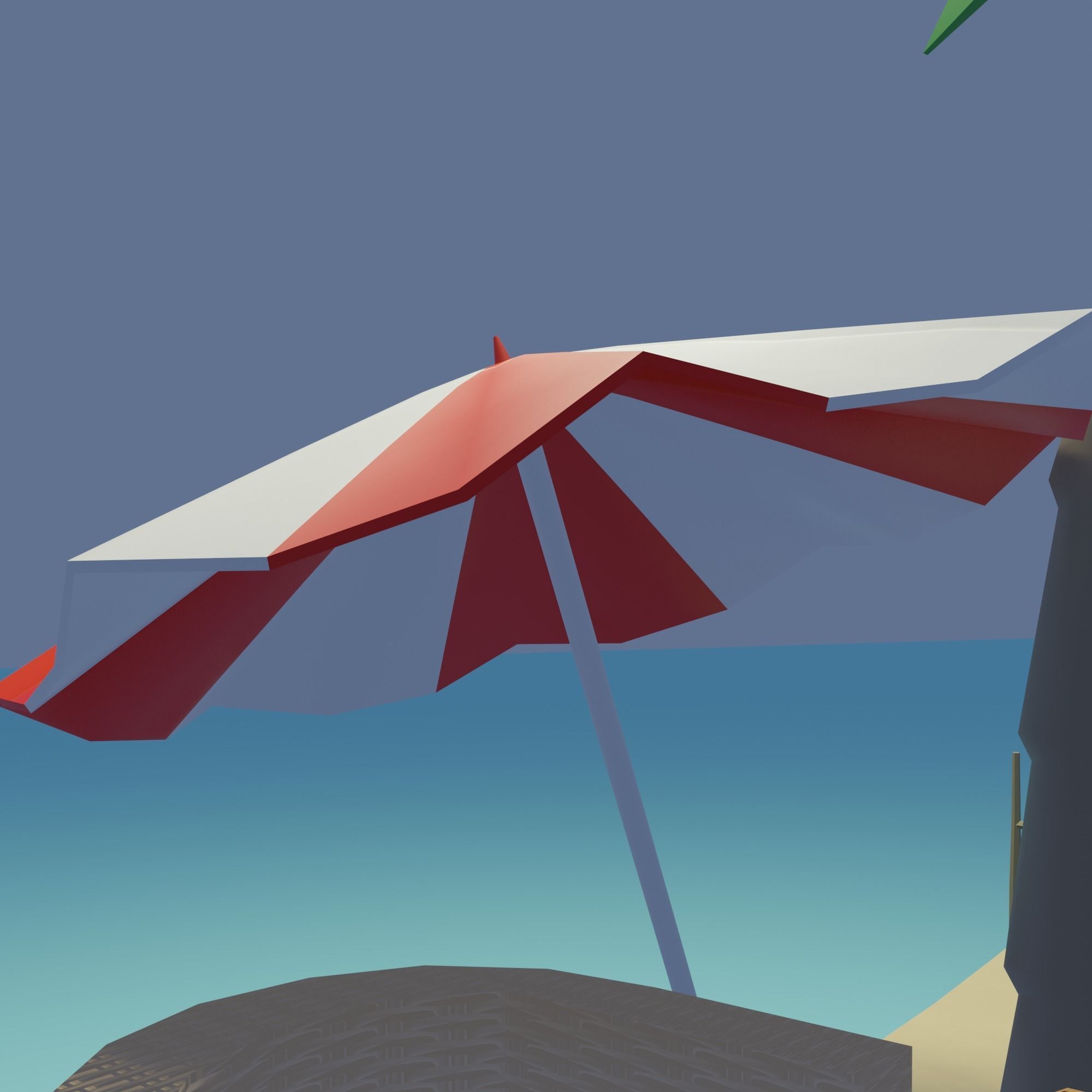 Beach wicker stool in sims Low-poly 3D model_13