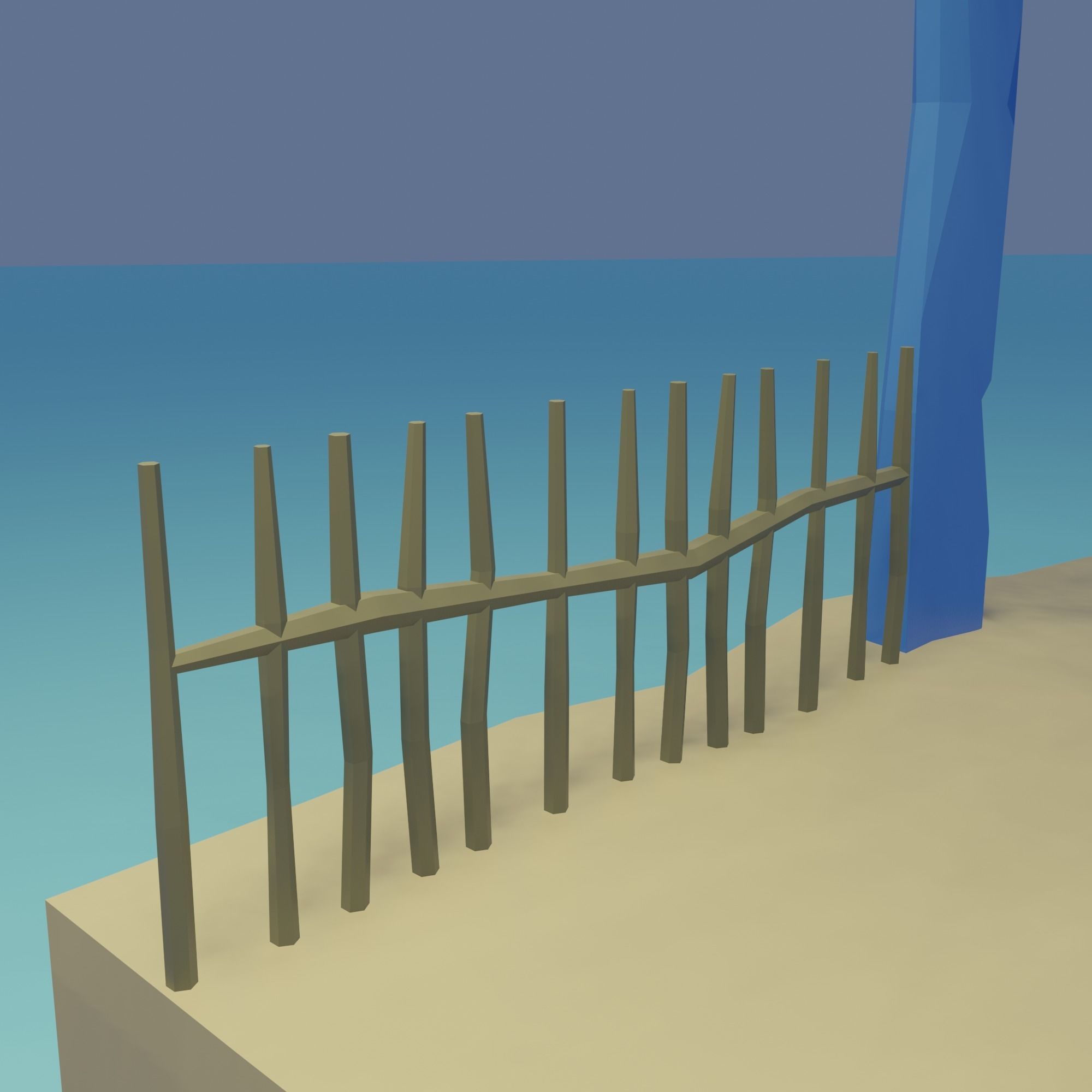 Beach wicker stool in sims Low-poly 3D model_11
