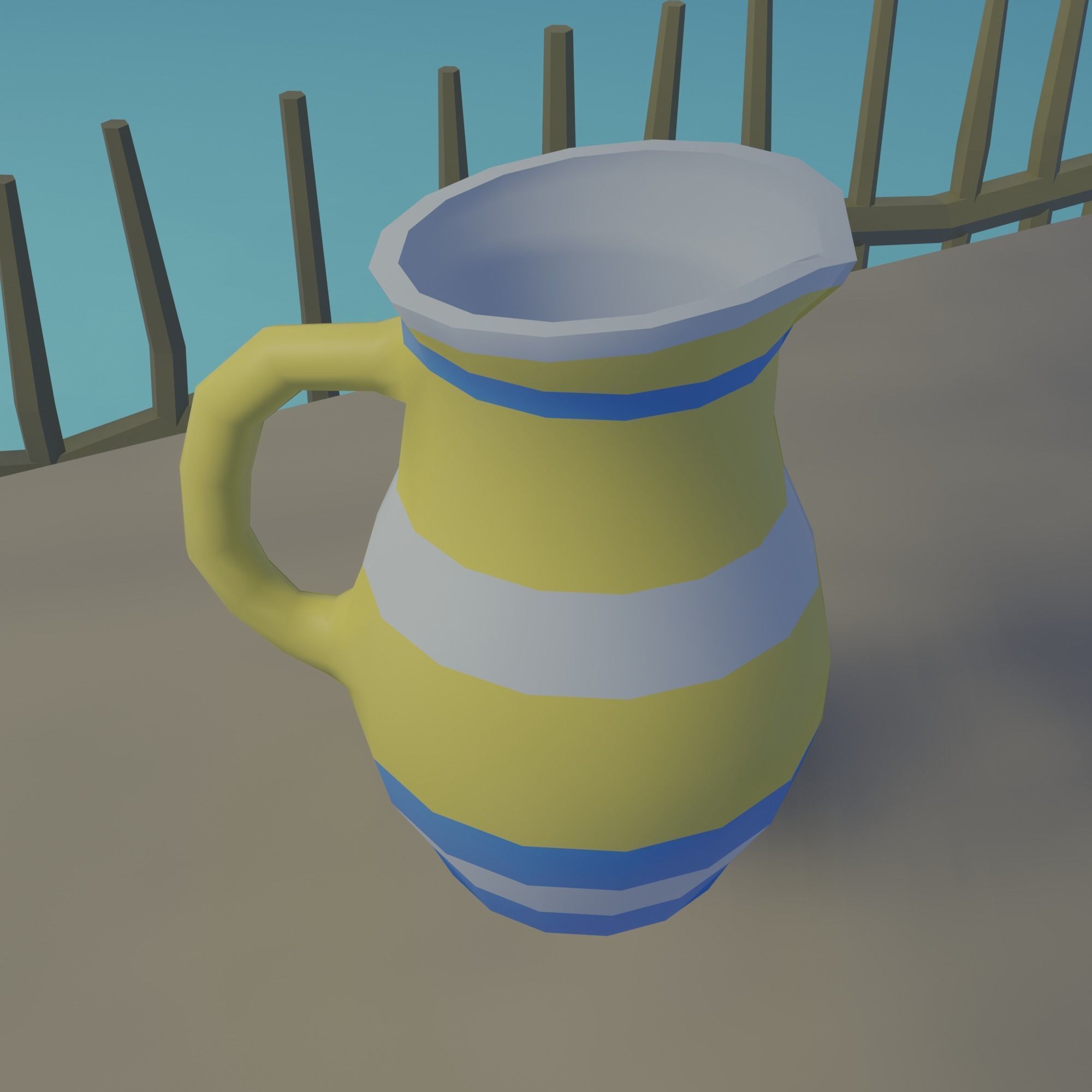 Beach wicker stool in sims Low-poly 3D model_6