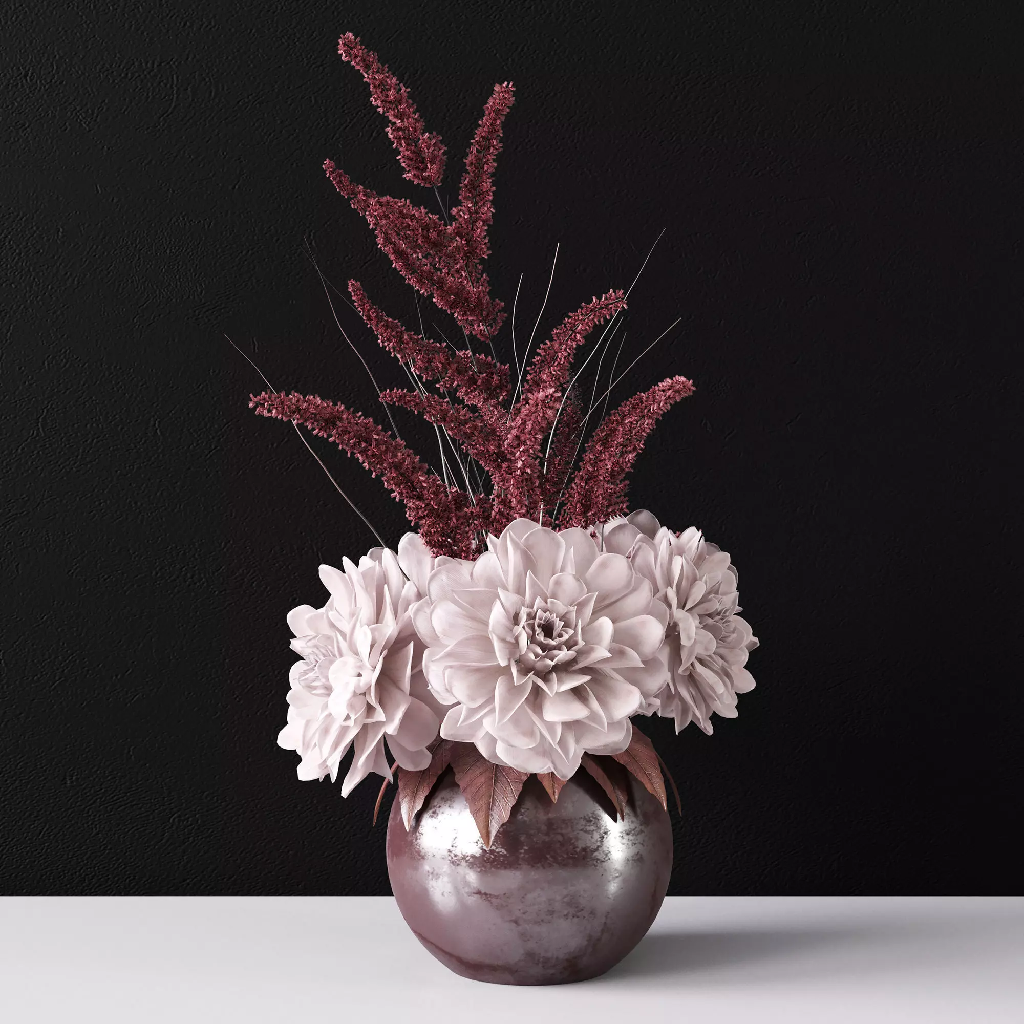Bouquet of dahlias in a vase 3D model