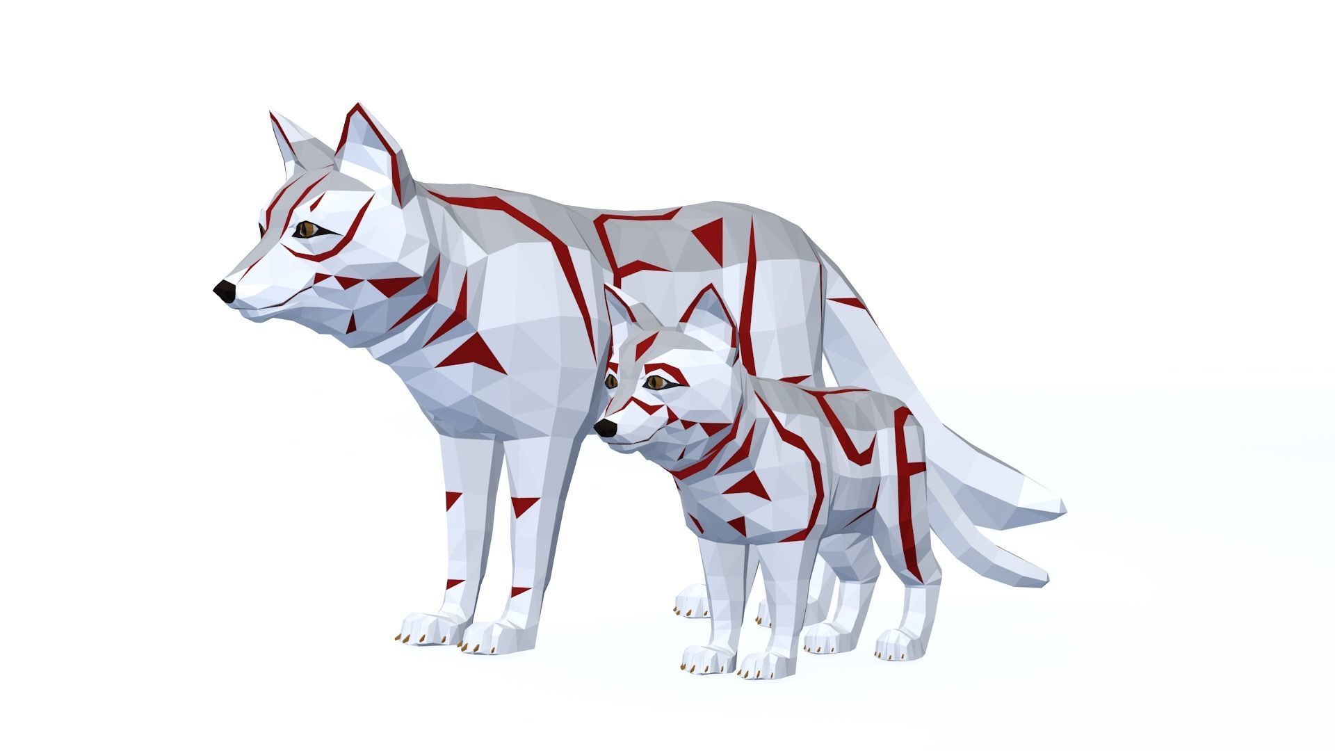 LowPoly Foxes pack Low-poly 3D model_11