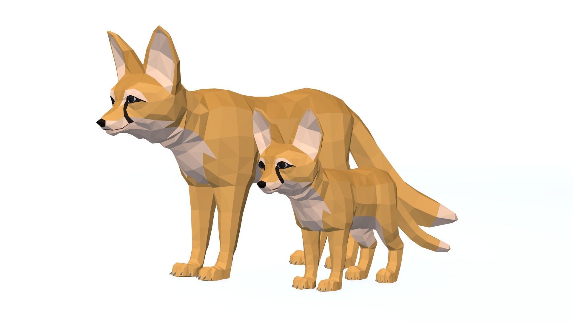 LowPoly Foxes pack Low-poly 3D model_7