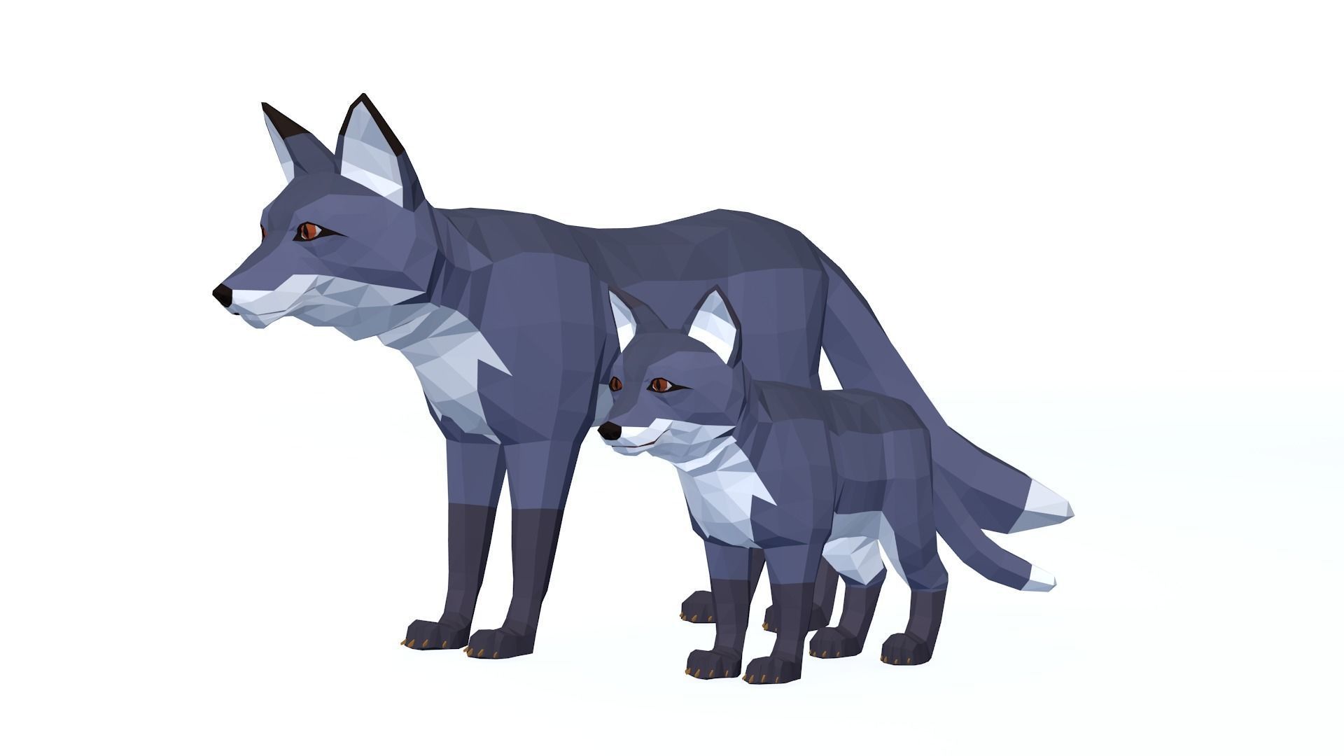 LowPoly Foxes pack Low-poly 3D model_8