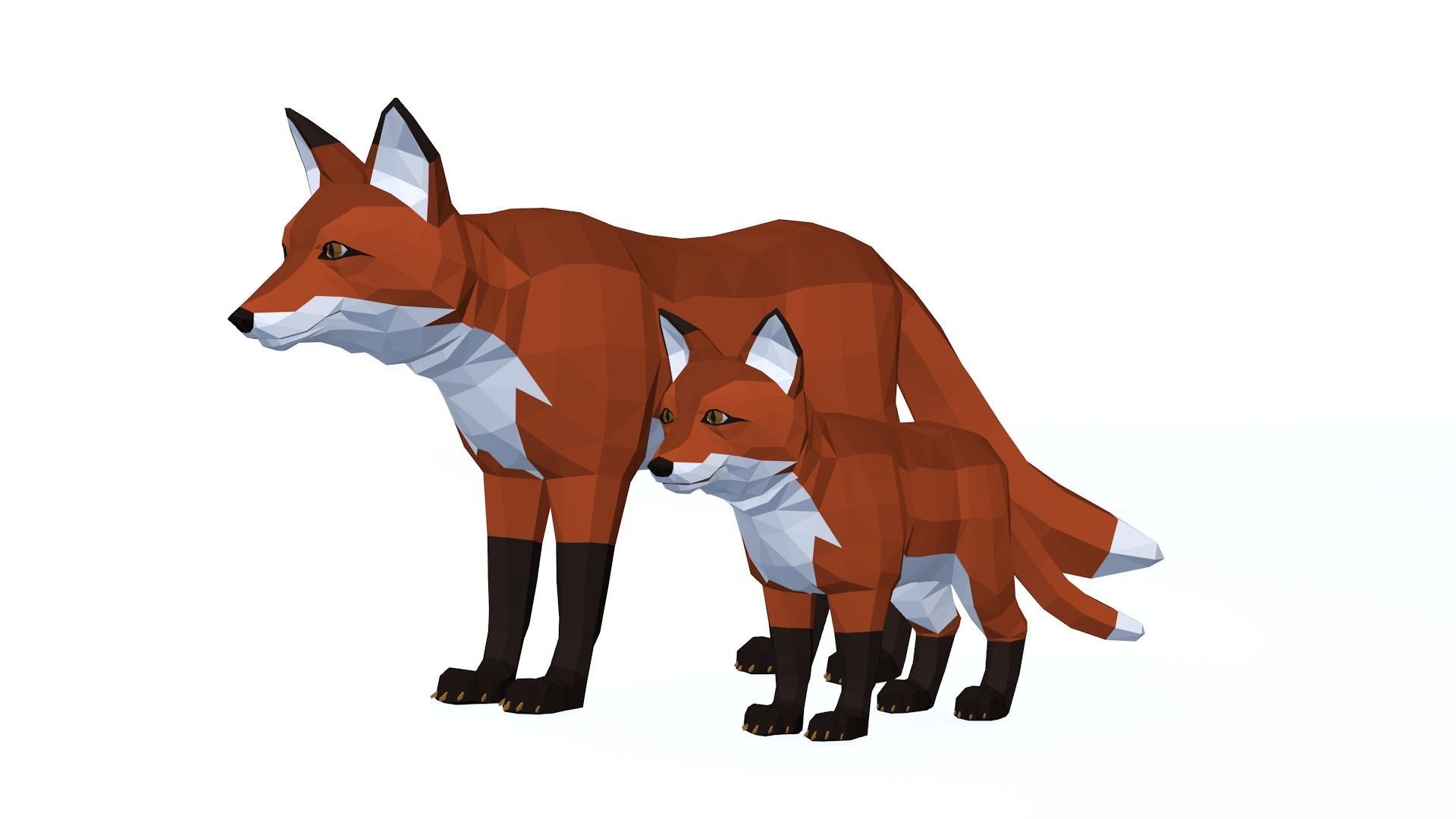 LowPoly Foxes pack Low-poly 3D model_4
