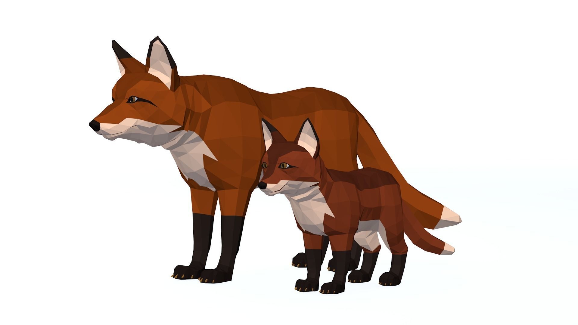 LowPoly Foxes pack Low-poly 3D model_9