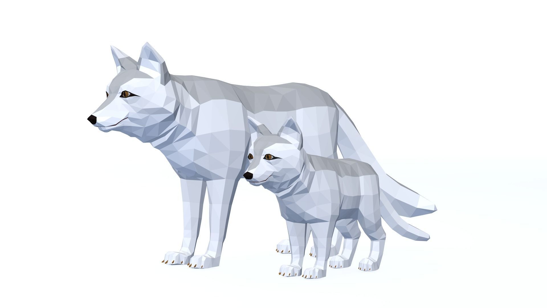 LowPoly Foxes pack Low-poly 3D model_6