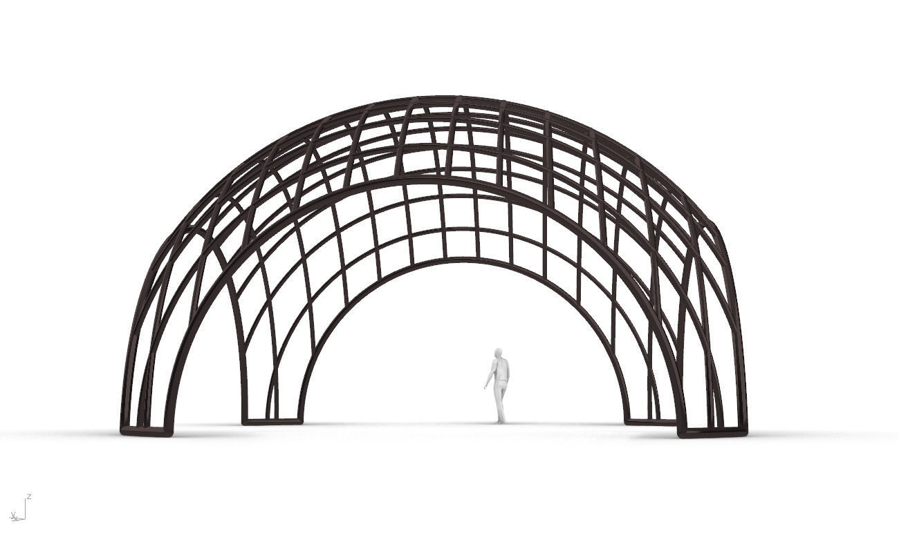 Architectural Pavilion Structure Wireframe Dome With Entry V2 3D model_11