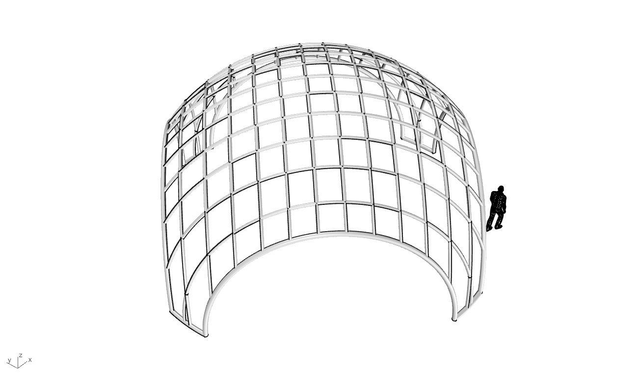 Architectural Pavilion Structure Wireframe Dome With Entry V2 3D model_56