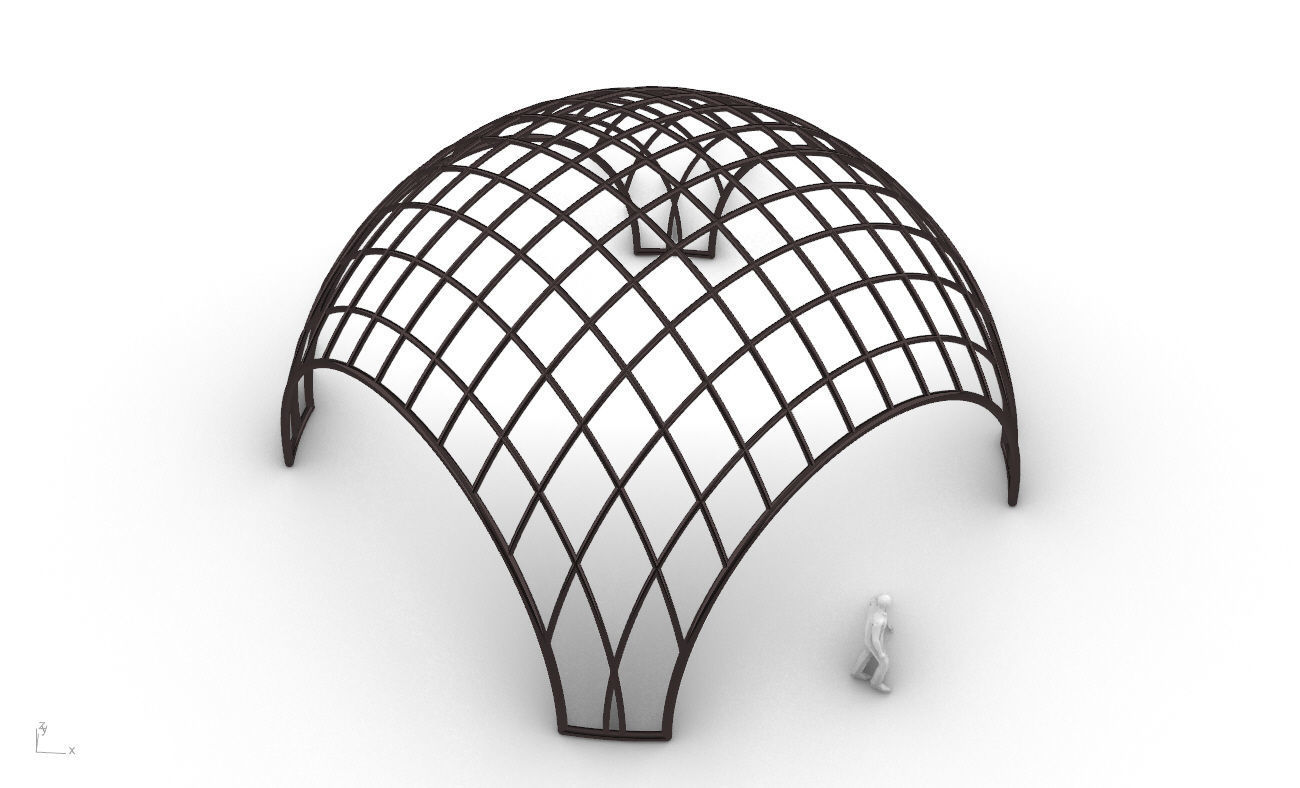 Architectural Pavilion Structure Wireframe Dome With Entry V2 3D model_39