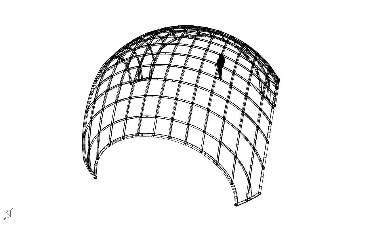Architectural Pavilion Structure Wireframe Dome With Entry V2 3D model_72